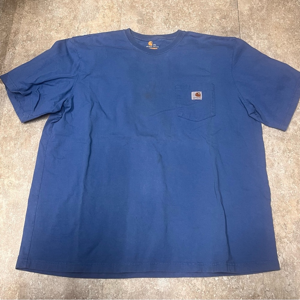Carhartt T-Shirt Men's 2XL Blue Original Fit Heavyweight Short-Sleeve Pocket